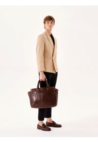 Kazar - Elegancka skórzana torba męska w biznesowym stylu. Kolor: brązowy. Materiał: skóra #4