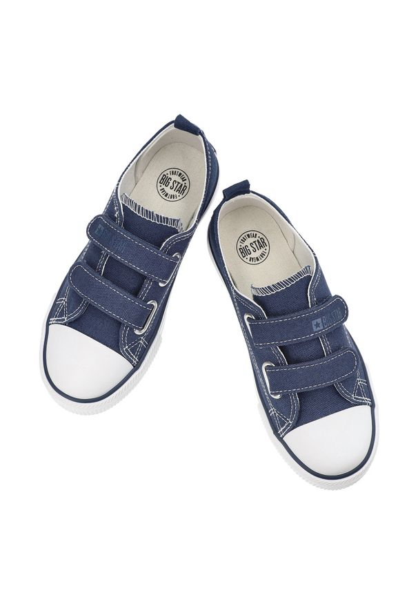 Big-Star - Granatowe Trampki Big Star Modne Buty Dziecięce. Okazja: na spacer, na uczelnię, na co dzień. Zapięcie: rzepy. Kolor: niebieski. Materiał: guma, materiał. Styl: klasyczny, młodzieżowy, casual