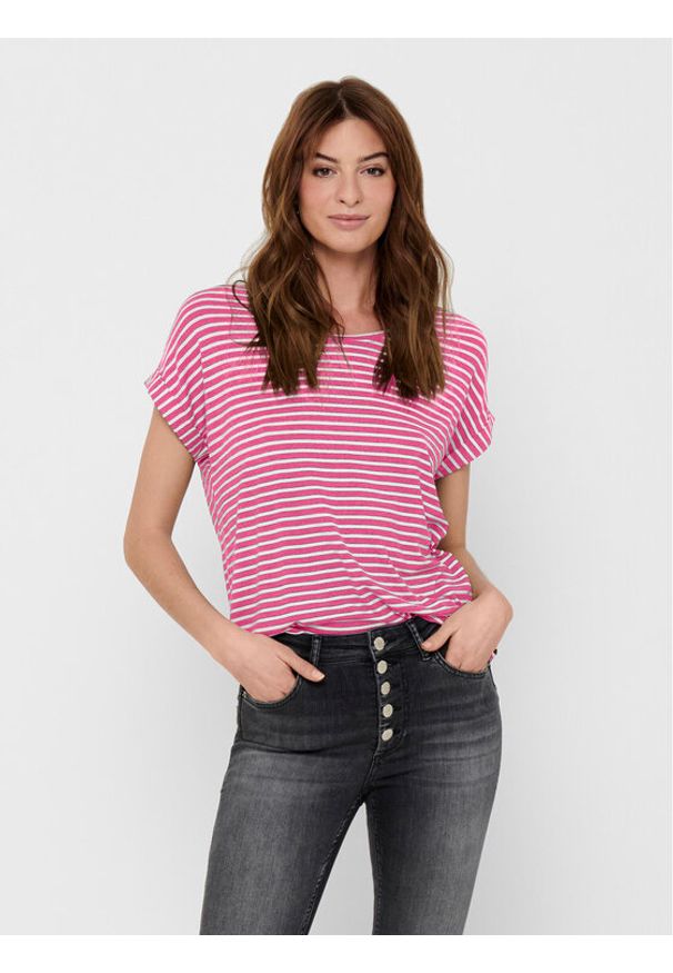 only - ONLY T-Shirt Moster 15206243 Różowy Regular Fit. Kolor: różowy. Materiał: wiskoza