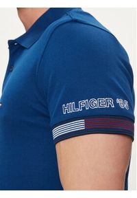 TOMMY HILFIGER - Tommy Hilfiger Polo Flag MW0MW34780 Niebieski Slim Fit. Typ kołnierza: polo. Kolor: niebieski. Materiał: wiskoza