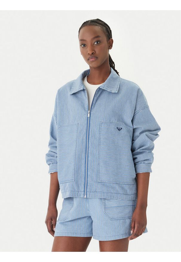 Roxy Kurtka jeansowa Beachfront Bliss ERJJK03702 Błękitny Regular Fit. Kolor: niebieski. Materiał: bawełna