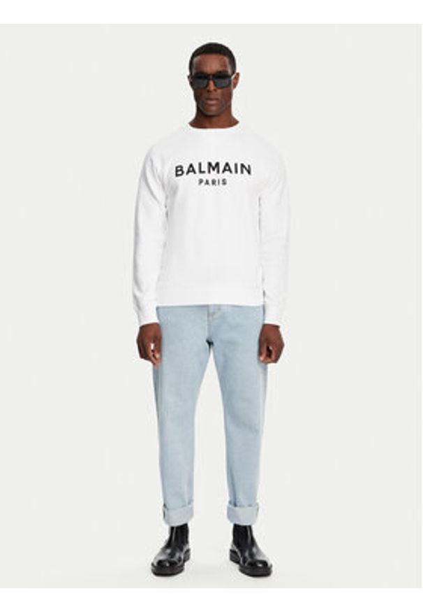 Balmain Bluza DH1JQ005BB65 Biały Regular Fit. Kolor: biały. Materiał: bawełna