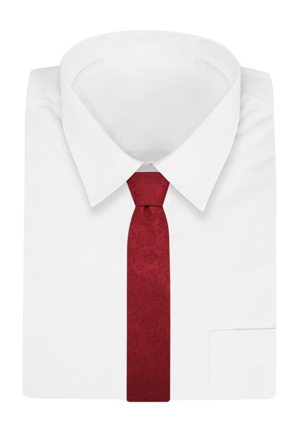 Czerwony Klasyczny Elegancki Krawat -Angelo di Monti- 7 cm, Męski, w Tłoczony Wzór Paisley. Kolor: czerwony. Wzór: paisley. Styl: klasyczny, elegancki