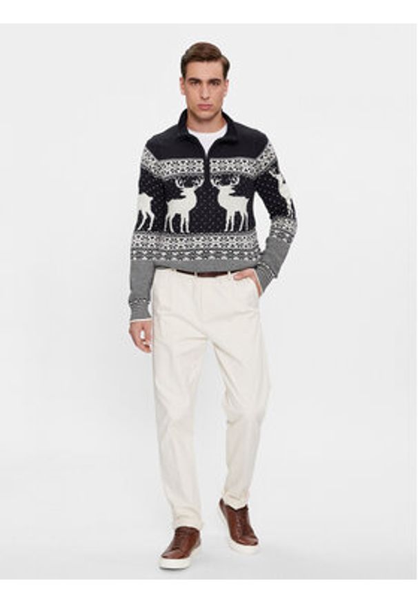 Brave Soul Sweter MK-248CRATCHITB Granatowy Regular Fit. Kolor: niebieski. Materiał: syntetyk