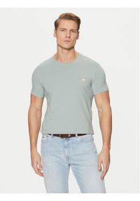 Guess T-Shirt M2YI24 J1314 Błękitny Slim Fit. Kolor: niebieski. Materiał: bawełna