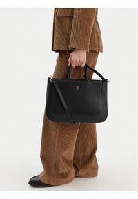 TOMMY HILFIGER - Tommy Hilfiger Torebka Th Glam Satchel AW0AW18145 Czarny. Kolor: czarny. Materiał: skórzane #1