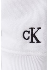 Calvin Klein Jeans - Bluza bawełniana. Okazja: na co dzień. Typ kołnierza: kaptur. Kolor: biały. Materiał: bawełna. Styl: casual #6