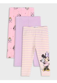 Sinsay - Legginsy 3 pack Myszka Minnie - kremowy. Kolor: kremowy. Wzór: motyw z bajki