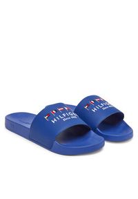 TOMMY HILFIGER - Tommy Hilfiger Klapki Flags Pool Slide FM0FM05431 Niebieski. Kolor: niebieski. Materiał: skóra #5