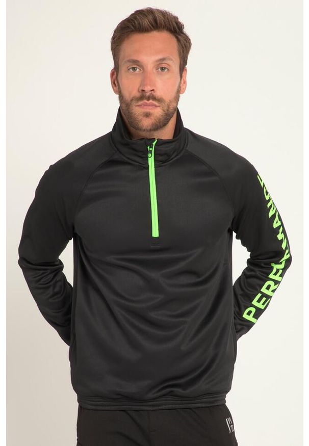 JAY-PI - Męska Bluza Odzież fitness jaskrawe akcenty stójka elastyczny pas. Typ kołnierza: kołnierzyk stójkowy. Kolekcja: plus size. Kolor: czarny. Materiał: poliester, materiał. Sport: fitness