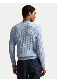 Polo Ralph Lauren Sweter Cable 710775885545 Niebieski jasny Regular Fit. Typ kołnierza: polo. Kolor: niebieski. Materiał: bawełna #4