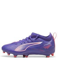 Buty Piłkarskie Puma Ultra 5 Match Fg/Ag Jr Dzieci. Kolor: pomarańczowy, niebieski, wielokolorowy. Sport: piłka nożna