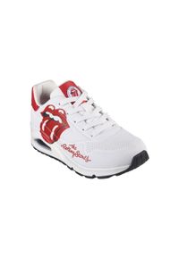 skechers - Buty do chodzenia męskie Skechers Uno Rolling Stones. Kolor: biały. Materiał: syntetyk, materiał. Szerokość cholewki: normalna. Sport: turystyka piesza