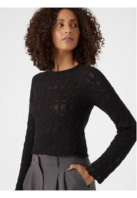 Vero Moda Sweter Fabienne 10299617 Czarny Slim Fit. Kolor: czarny. Materiał: bawełna