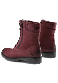 Bordowe Botki Damskie Simen Modne Skórzane Buty. Zapięcie: sznurówki. Kolor: czerwony. Materiał: skóra. Sezon: zima, jesień. Styl: klasyczny #4