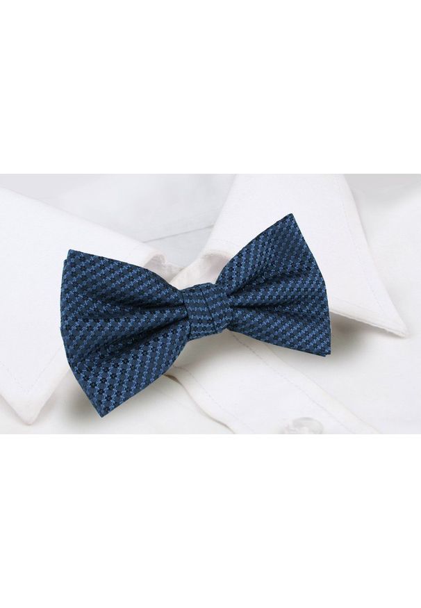 Mucha Męska z Poszetką - Chattier - Granatowa z Drobnym Wzorem. Kolor: niebieski. Styl: elegancki, sportowy