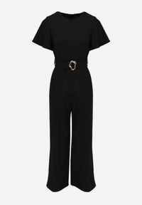 Born2be - Czarny Kombinezon VICES z Paskiem i Geometryczną Klamrą Elinassa. Okazja: do pracy. Kolor: czarny. Wzór: geometria. Styl: elegancki #6