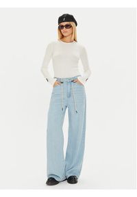 Gina Tricot Bluzka Bow Rib Top 22743 Beżowy Slim Fit. Kolor: beżowy. Materiał: syntetyk, wiskoza #3