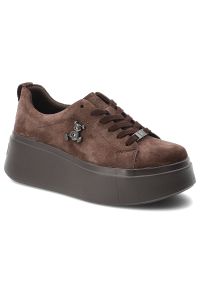 Sneakersy damskie Filippo, cholewka ze skóry naturalnej zamszowej z zabudowanym przodem klasyczne wiązanie na grubej platformowej podeszwie, brązowe,. Okazja: na co dzień, na spacer. Zapięcie: sznurówki. Kolor: brązowy. Materiał: skóra, zamsz. Szerokość cholewki: normalna. Wzór: aplikacja. Styl: klasyczny #1