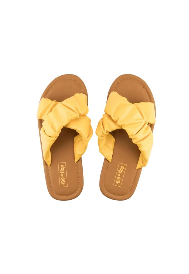 Flip*Flop - Klapki plażowe damskie Flip Flop Fauna Cross. Okazja: na plażę. Kolor: żółty. Sezon: lato. Styl: sportowy