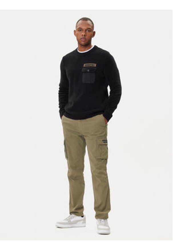 Aeronautica Militare Sweter 252MA1573UL00539 Czarny Regular Fit. Kolor: czarny. Materiał: bawełna
