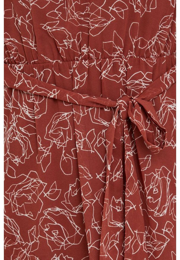 Vero Moda sukienka kolor brązowy mini rozkloszowana. Kolor: brązowy. Materiał: dzianina, poliester. Długość rękawa: długi rękaw. Typ sukienki: rozkloszowane. Długość: mini