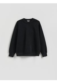 Reserved - Bluza z drobnym haftem - ciemnoszary. Kolor: szary. Materiał: bawełna, dzianina. Wzór: haft #1