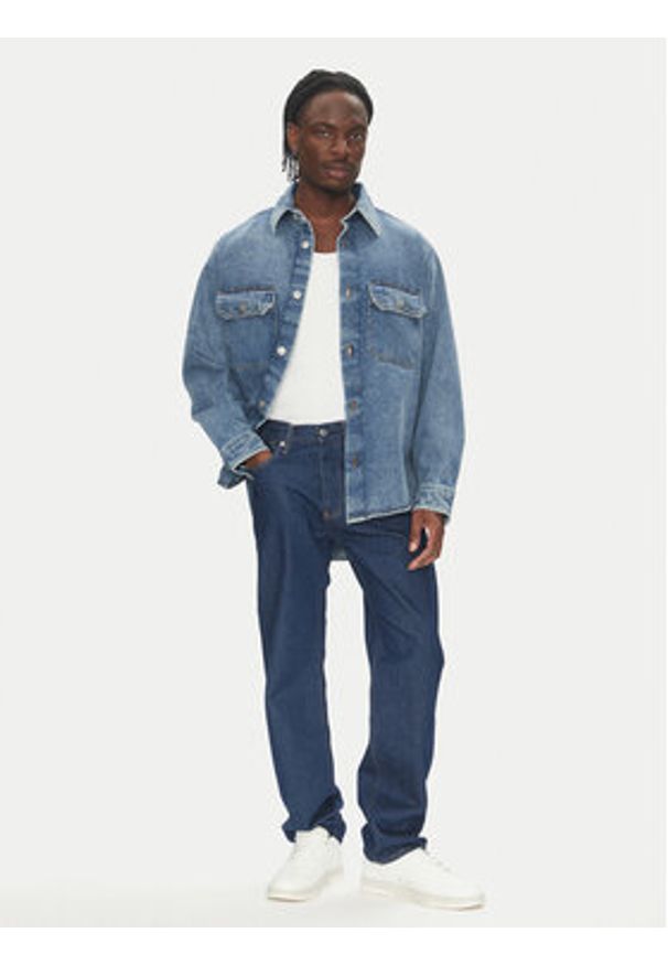 Hugo - HUGO Koszula jeansowa Ebolt 50513853 Granatowy Oversize. Kolor: niebieski. Materiał: bawełna