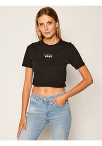 Vans T-Shirt Wm Flying Crop Cre VN0A54QU Czarny Regular Fit. Kolor: czarny. Materiał: bawełna