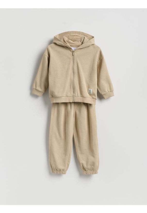 Reserved - Bawełniany komplet - beżowy. Kolor: beżowy. Materiał: bawełna
