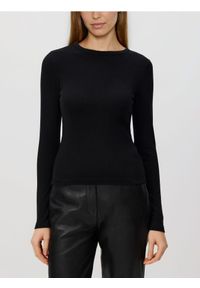 Reserved - Longsleeve z modalem - czarny. Kolor: czarny. Materiał: bawełna, dzianina. Długość rękawa: długi rękaw #1