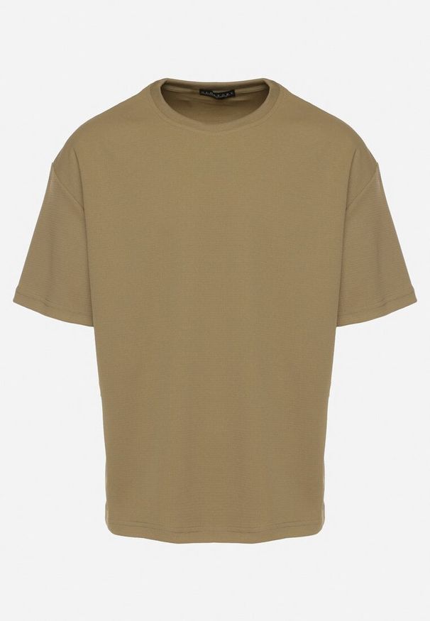 Born2be - Ciemnobeżowa Koszulka T-shirt Klasyczna Paliessa. Kolor: beżowy. Styl: klasyczny
