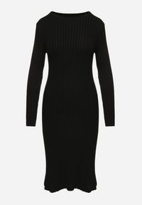 Born2be - Czarna Dopasowana Sukienka z Wiskozą z Prążkowanego Materiału Ściągana Troczkiem Eleavia. Okazja: na co dzień. Kolor: czarny. Materiał: materiał, prążkowany, wiskoza. Wzór: aplikacja. Styl: casual #6