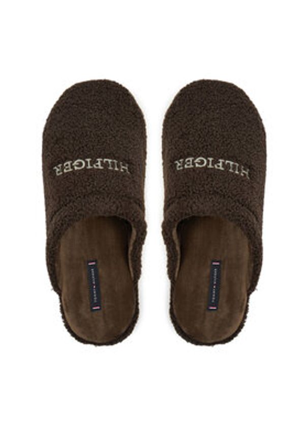 TOMMY HILFIGER - Tommy Hilfiger Kapcie Warm Curly House Shoe FM0FM05226 Brązowy. Kolor: brązowy. Materiał: materiał