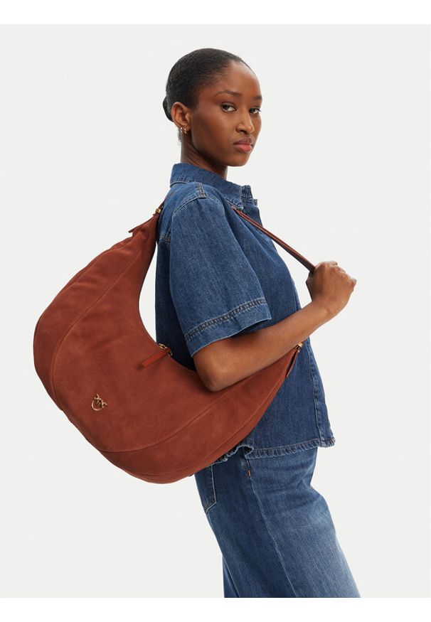 Pinko - PINKO Torebka Slouchy Hobo Big PE 25 PLTT 104295 A29N Brązowy. Kolor: brązowy. Materiał: skórzane, zamszowe