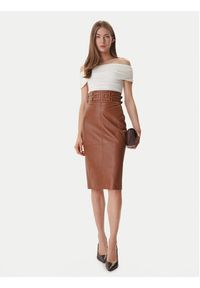 Elisabetta Franchi Spódnica skórzana GP-09Z-61E2-V890 Brązowy Regular Fit. Kolor: brązowy. Materiał: skóra #3