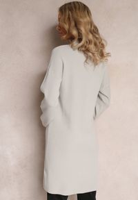 Renee - Jasnoszara Sukienka Mini Sweterkowa z Luźnymi Rękawami Falis. Kolor: szary. Materiał: dzianina. Styl: elegancki. Długość: mini #5