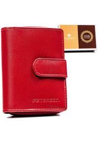 Portfel damski Peterson PTN RD-46-GCL czerwony. Kolor: czerwony. Materiał: skóra