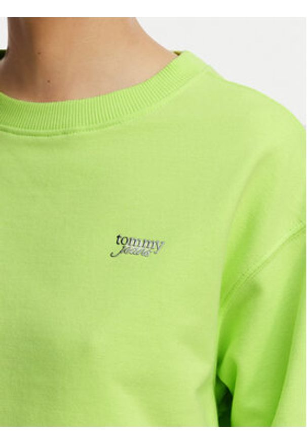 Tommy Jeans Bluza Athleisure Metallic DW0DW22996 Zielony jasny Relaxed Fit. Kolor: zielony. Materiał: bawełna