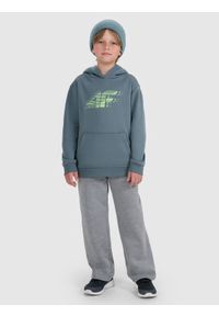 4f - 4F Bluza dresowa nierozpinana z kapturem chłopięca - turkusowa 122 (6-7 lat). Okazja: na co dzień. Typ kołnierza: kaptur. Kolor: turkusowy. Materiał: dresówka. Wzór: gładki, ze splotem, nadruk. Sezon: lato. Styl: klasyczny, casual, sportowy #2