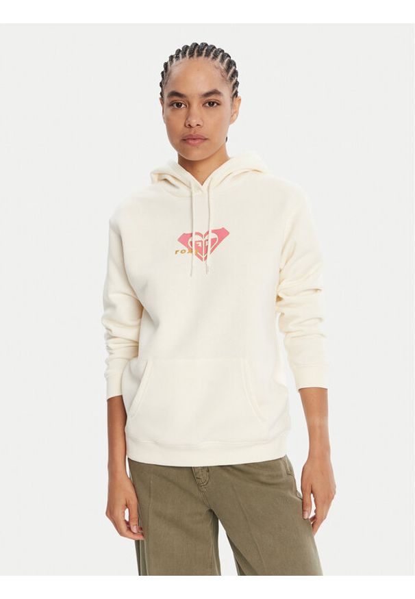 Roxy Bluza Surf Stoked Crew Brushed Vint ERJFT05018 Écru Regular Fit. Materiał: bawełna