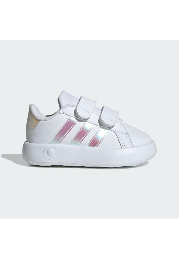 Adidas - Buty Grand Court 2.0 Kids. Kolor: biały, wielokolorowy, szary. Materiał: materiał