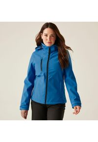 Regatta - Softshell roboczy damski Venturer z kapturem. Typ kołnierza: kaptur. Kolor: turkusowy, niebieski, wielokolorowy. Materiał: softshell. Sezon: zima. Sport: turystyka piesza #1