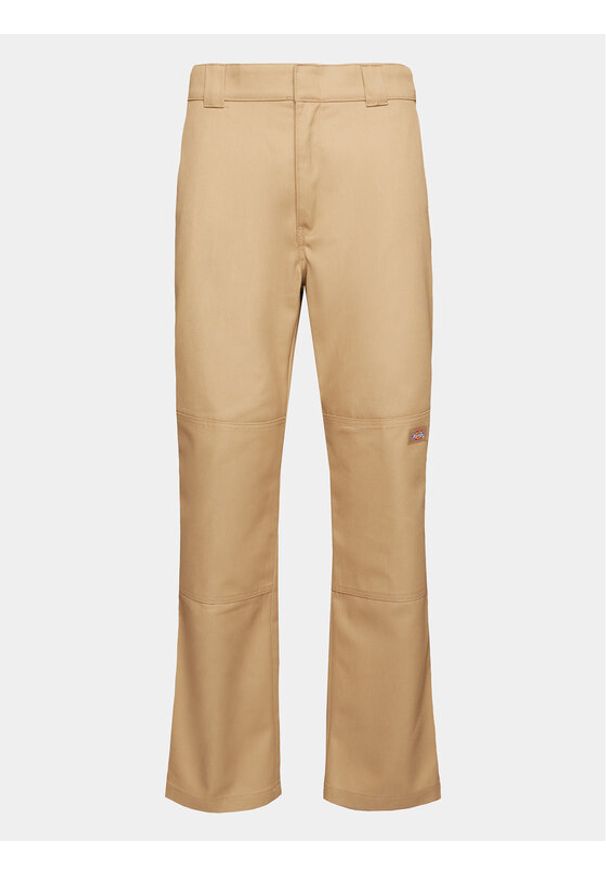 Dickies Spodnie materiałowe Double DK0A4XZE Khaki Slim Fit. Kolor: brązowy. Materiał: syntetyk