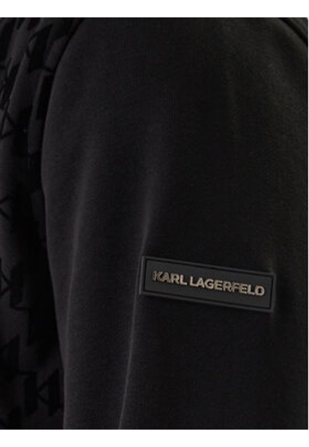 Karl Lagerfeld - KARL LAGERFELD Bluza 705002 561910 Czarny Regular Fit. Typ kołnierza: dekolt w karo. Kolor: czarny. Materiał: bawełna