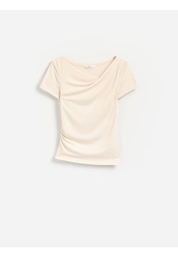 Reserved - Bluzka z modalem - złamana biel. Materiał: dzianina