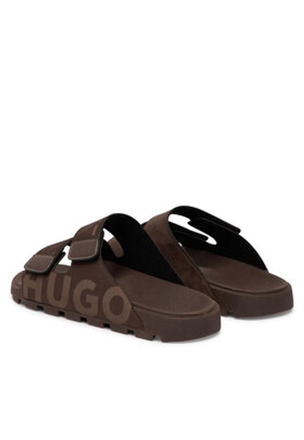 Hugo - HUGO Klapki Evander 50563303 Brązowy. Kolor: brązowy. Materiał: materiał