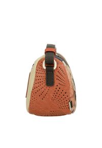 Pomarańczowa Stylowa Torebka Damska Na Ramię Anekke. Kolor: pomarańczowy. Wzór: aplikacja, haft, napisy. Dodatki: z haftem, z aplikacjami. Materiał: zdobione. Styl: elegancki. Rodzaj torebki: na ramię #5