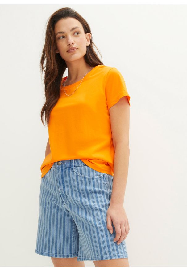 bonprix - Shirt z okrągłym dekoltem (5 szt.), krótki rękaw. Kolor: pomarańczowy. Materiał: jersey. Długość rękawa: krótki rękaw. Długość: krótkie
