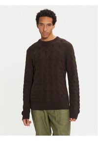 Selected Homme Sweter 16094503 Brązowy Regular Fit. Kolor: brązowy. Materiał: bawełna